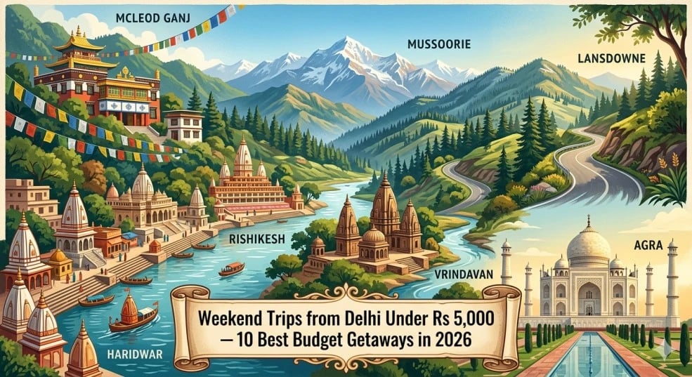 Weekend Trips from Delhi Under Rs 5,000 — 10 Best Budget Getaways in 2026